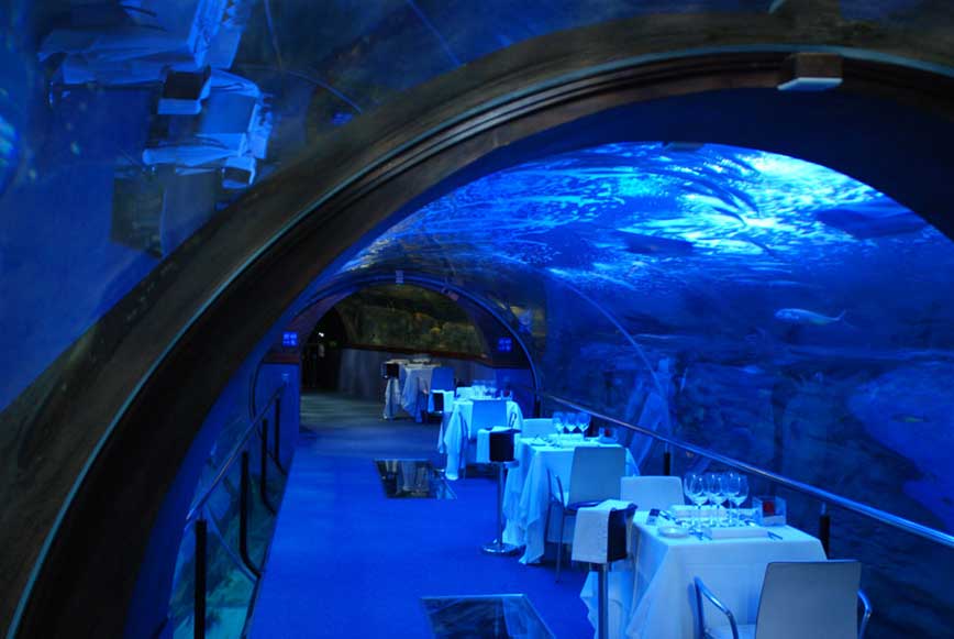 Tunel Aquarium con mesas